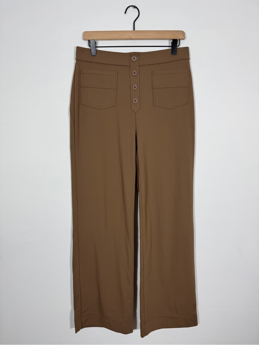 WP151 {Halara} "DayStretch" Tall Brown High Rise Straight Wide Leg Pull On Pants